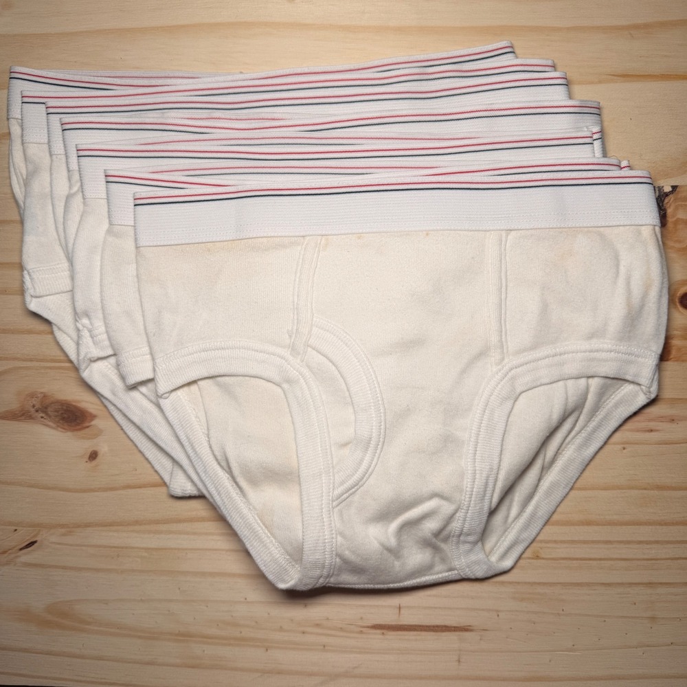 90s The Hunter Briefs Mens Small White Cotton 7 PK Stripe Waistband Underwear